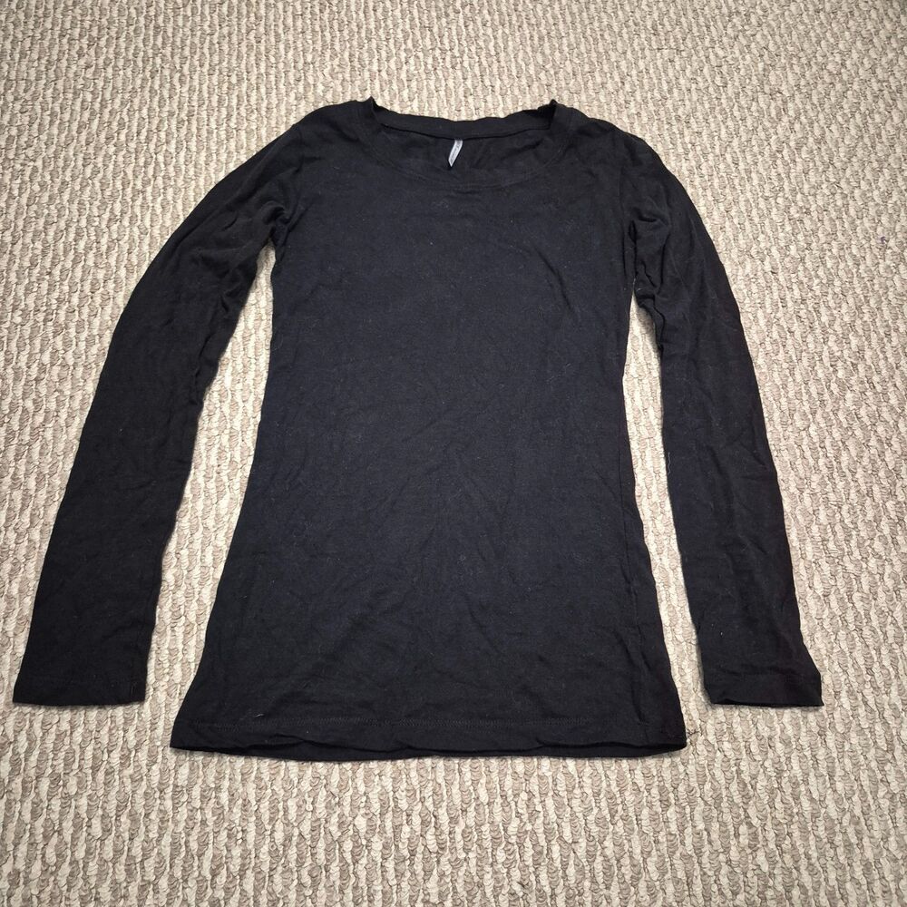 Womens Small Long Sleeve Black  Tight Fitted Shirt